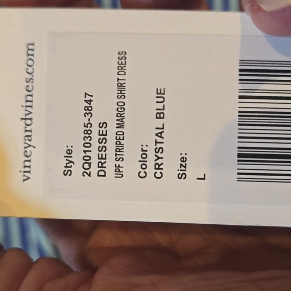 New Vineyard Vines UPF Striped Crystal Blue Margo Shirt Dress - Picture 9 of 11